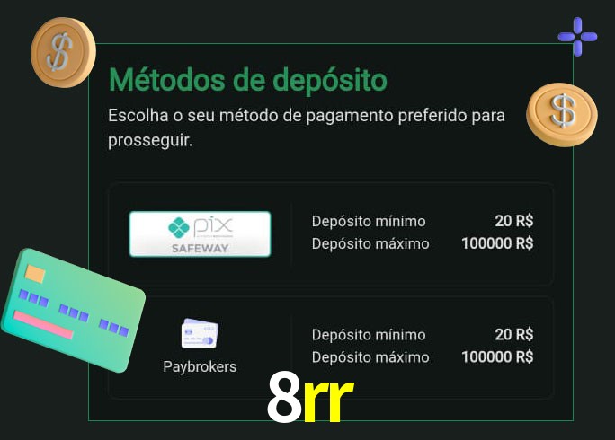 O cassino 8rr oferece uma grande variedade de métodos de pagamento